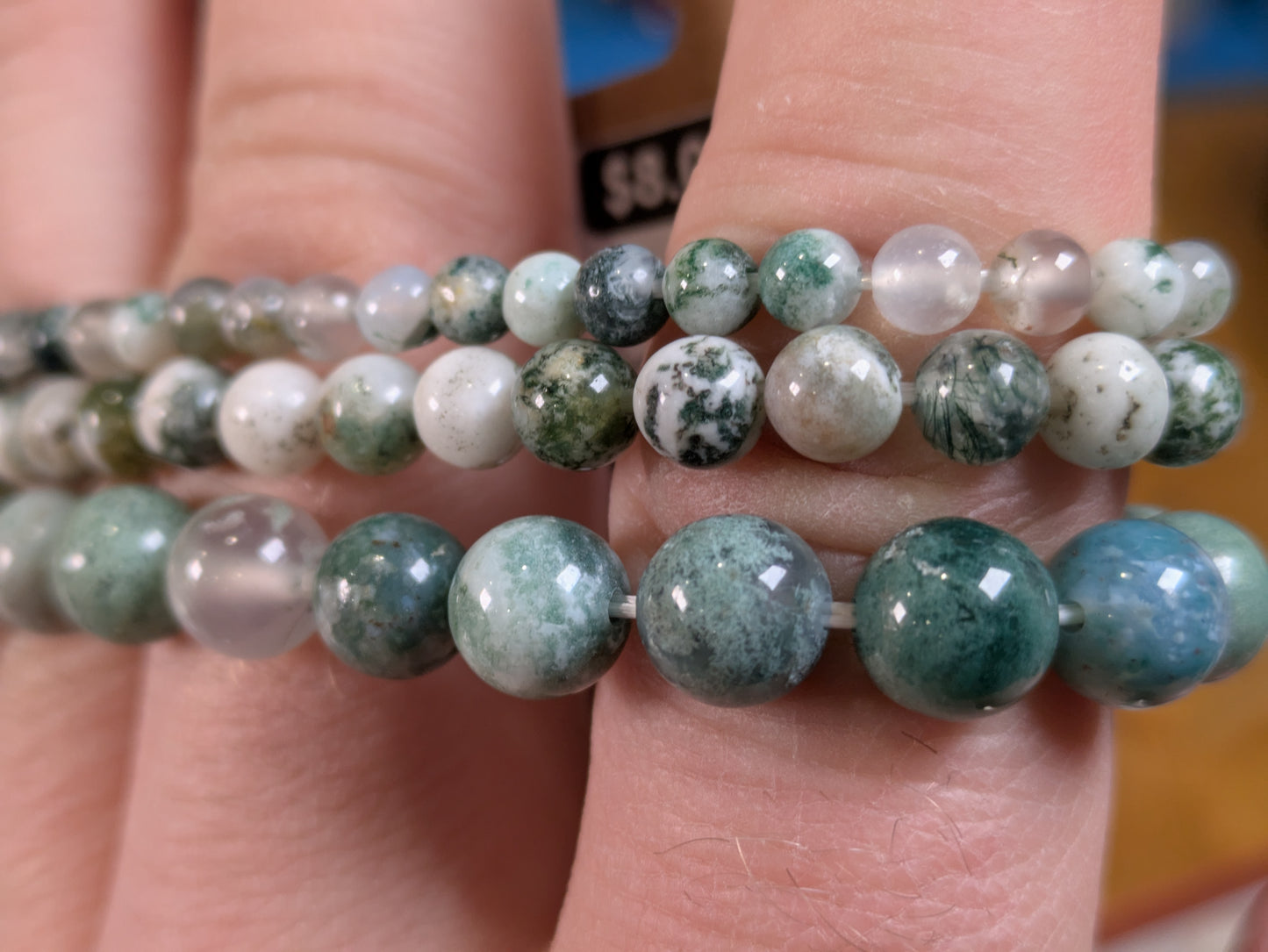 Set of 3 Moss Agate Stretch Bracelets