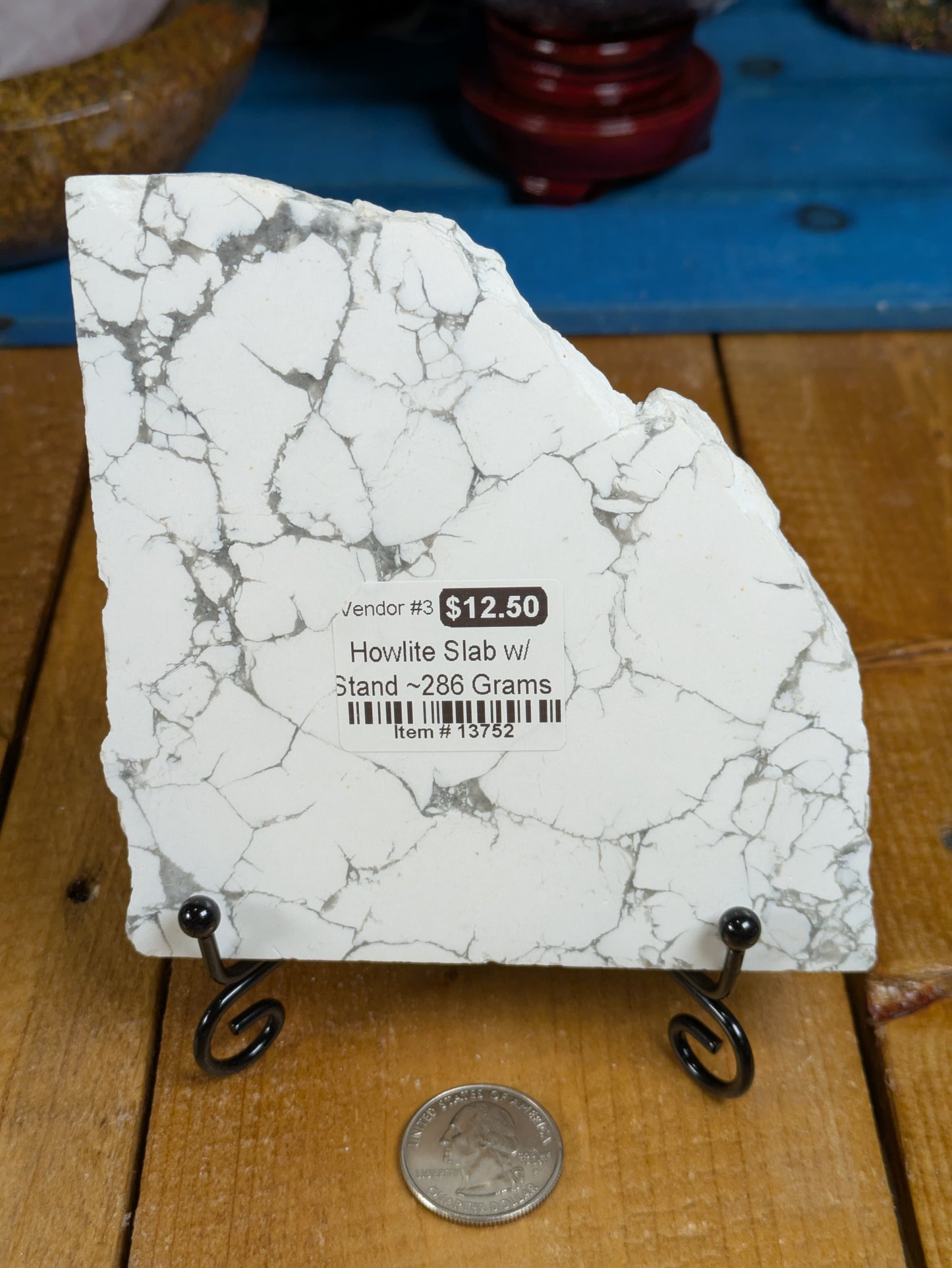 Howlite Slab w/ Metal Stand