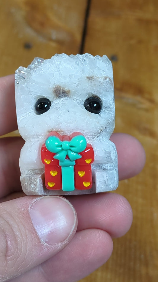 Quartz Cluster Hedgehog Carving w/ Gift