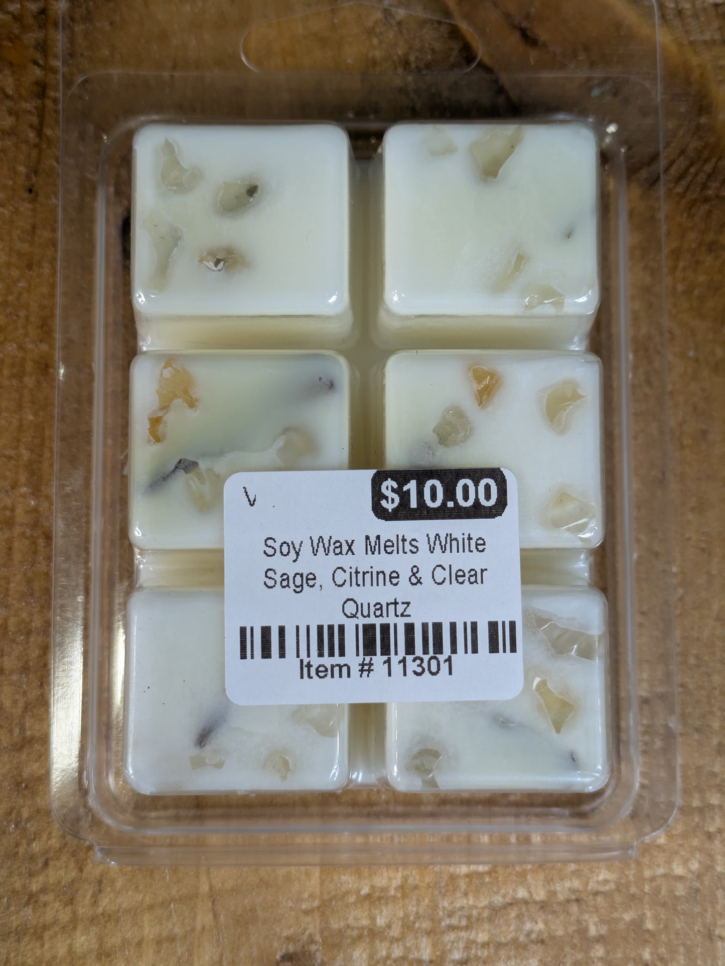 White Sage Soy Wax Melts w/ Citrine & Clear Quartz