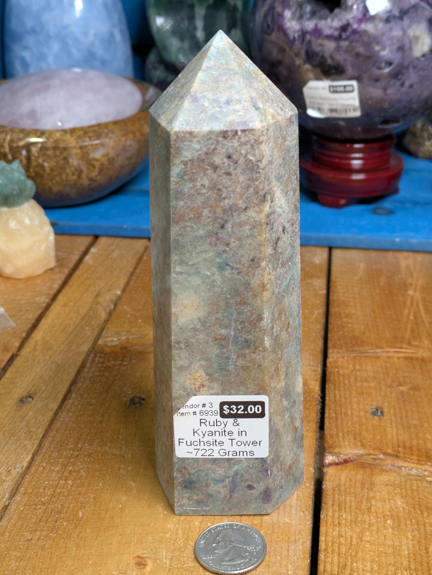Ruby & Kyanite in Fuchsite Tower 722g
