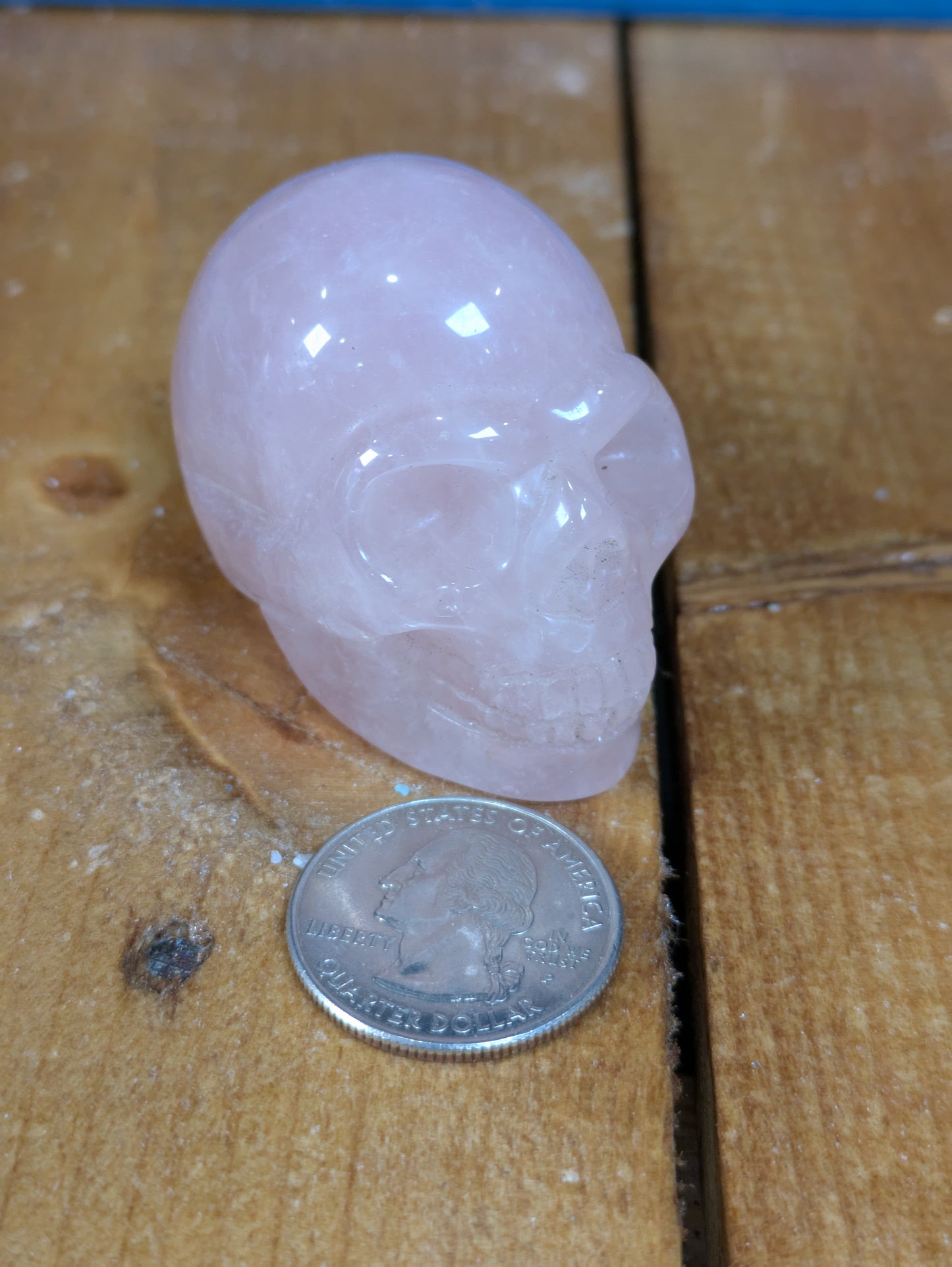 Rose Quartz Skull Carving 99g