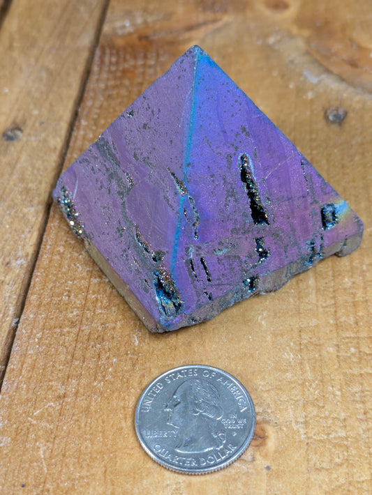 Rainbow Titanium Coated Druzy Pyramid