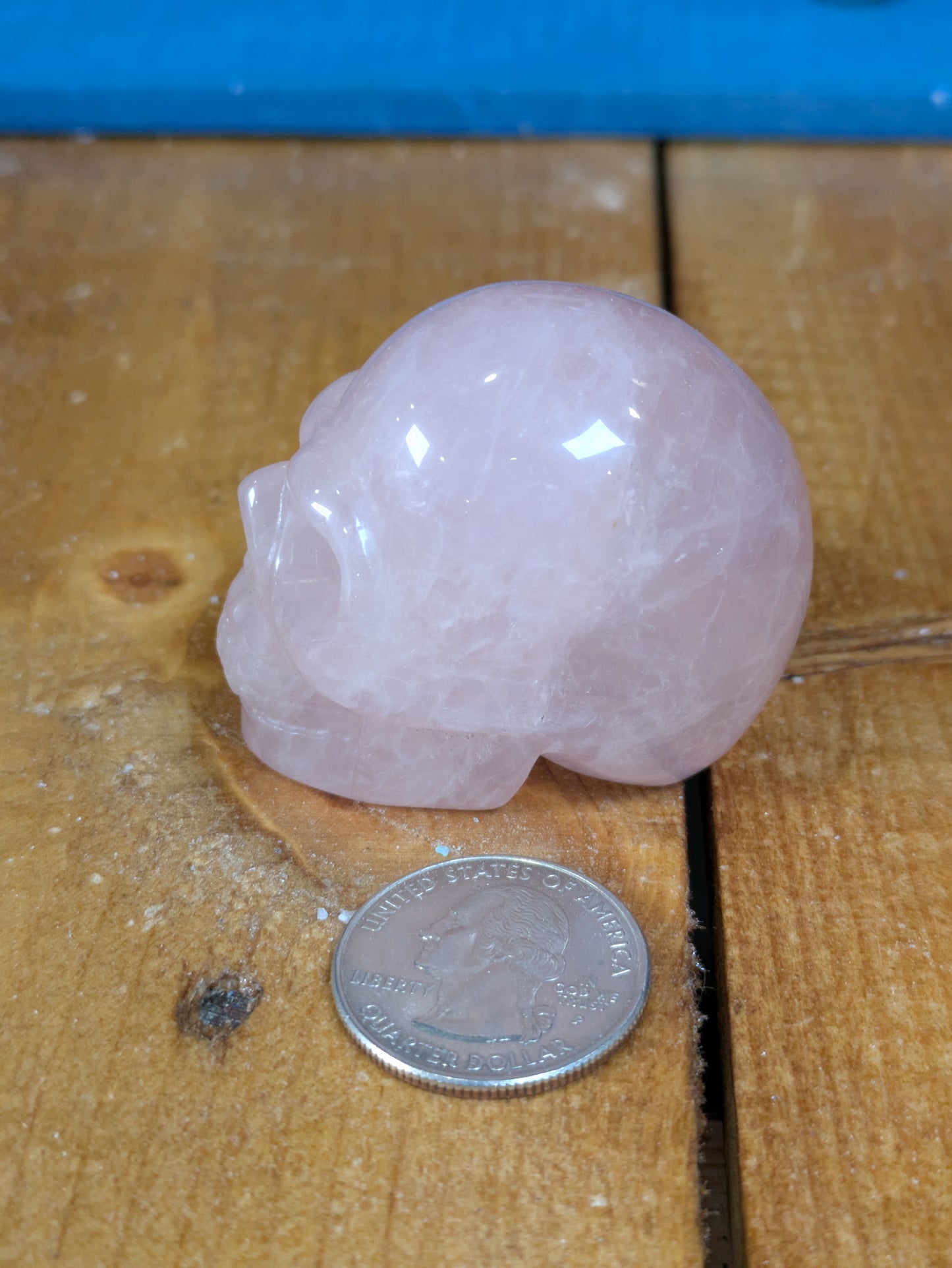 Rose Quartz Skull Carving 99g