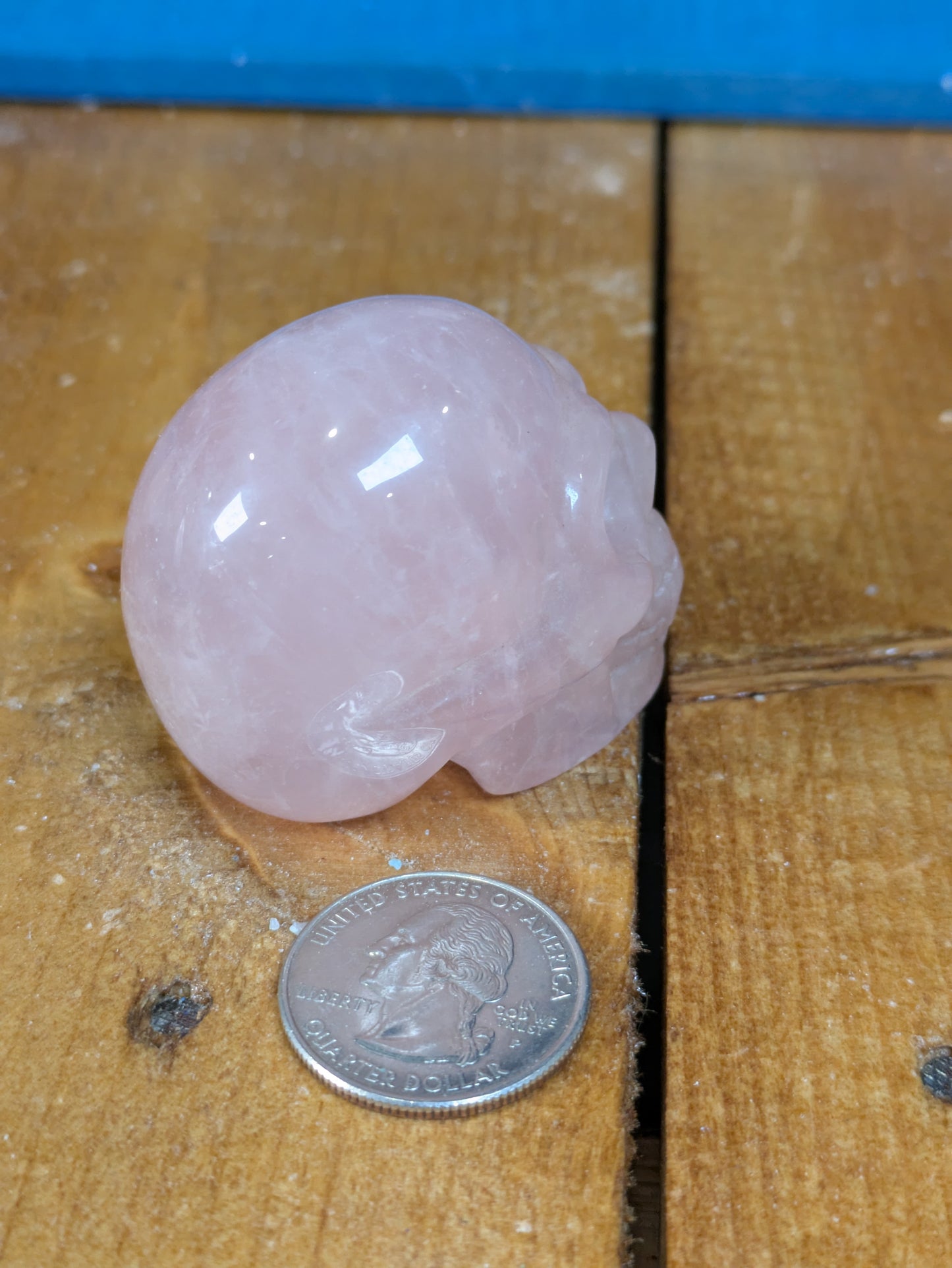 Rose Quartz Skull Carving 99g