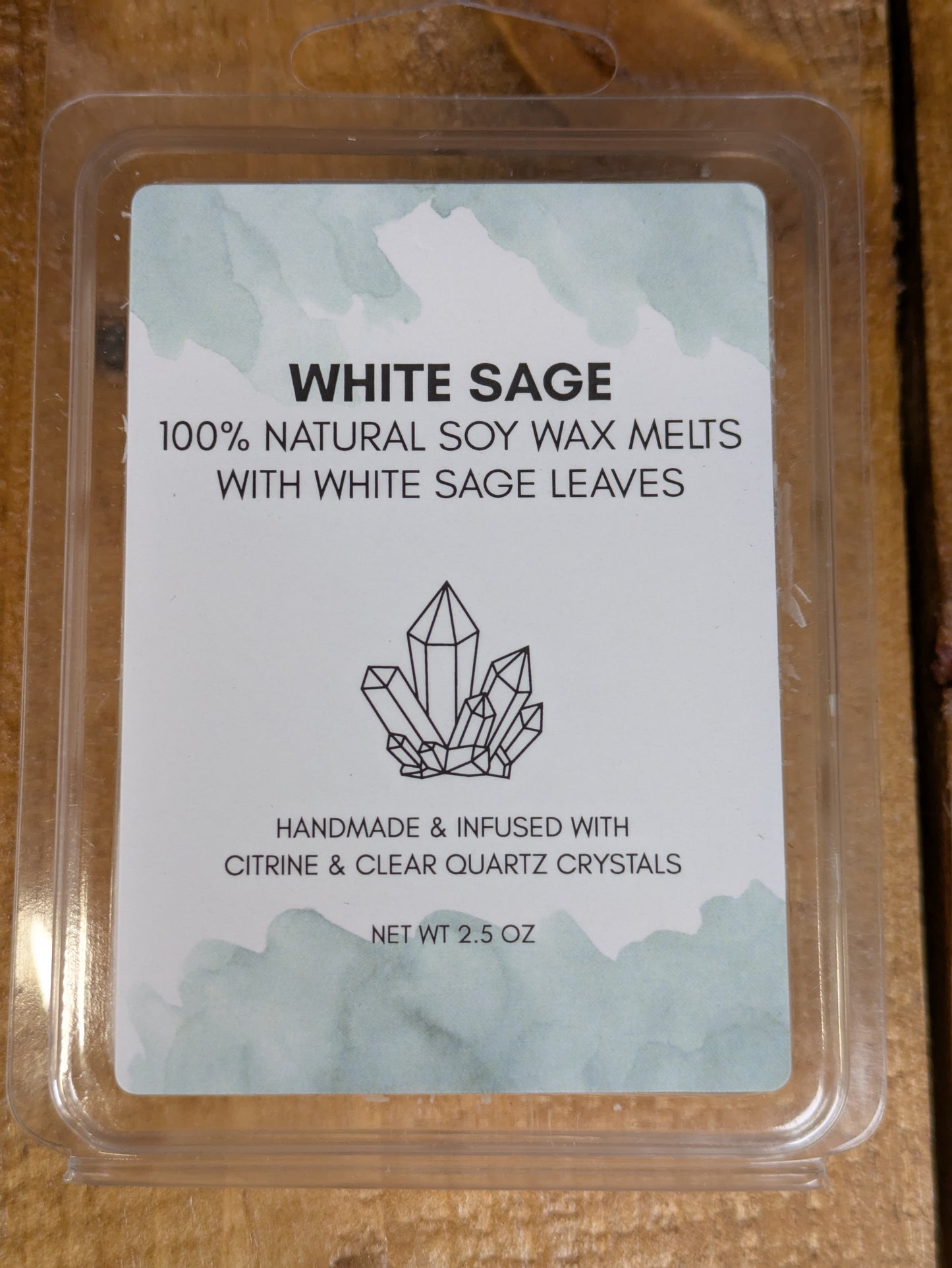 White Sage Soy Wax Melts w/ Citrine & Clear Quartz