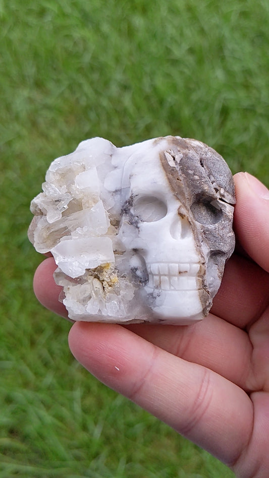 Quartz Cluster Skull Carving 109g