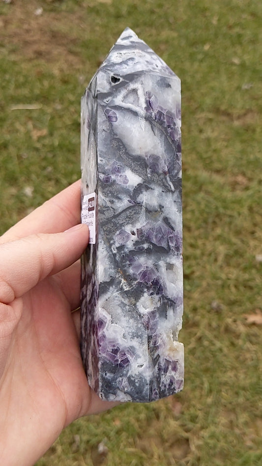 Purple Fluorite & Sphalerite Tower 906g