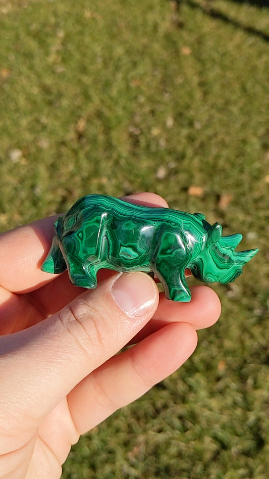 Malachite Rhino Carving 94g