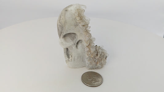 Quartz Cluster Skull Carving 64g