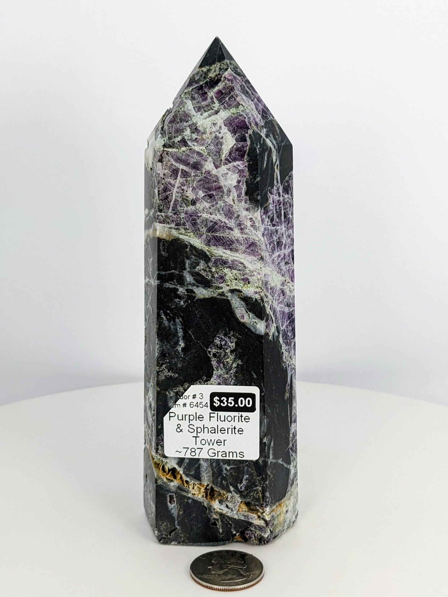 Purple Fluorite & Sphalerite Tower 787g