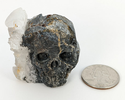 Quartz Cluster Skull Carving 69g