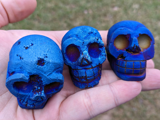 Blue Titanium Coated Druzy Skull