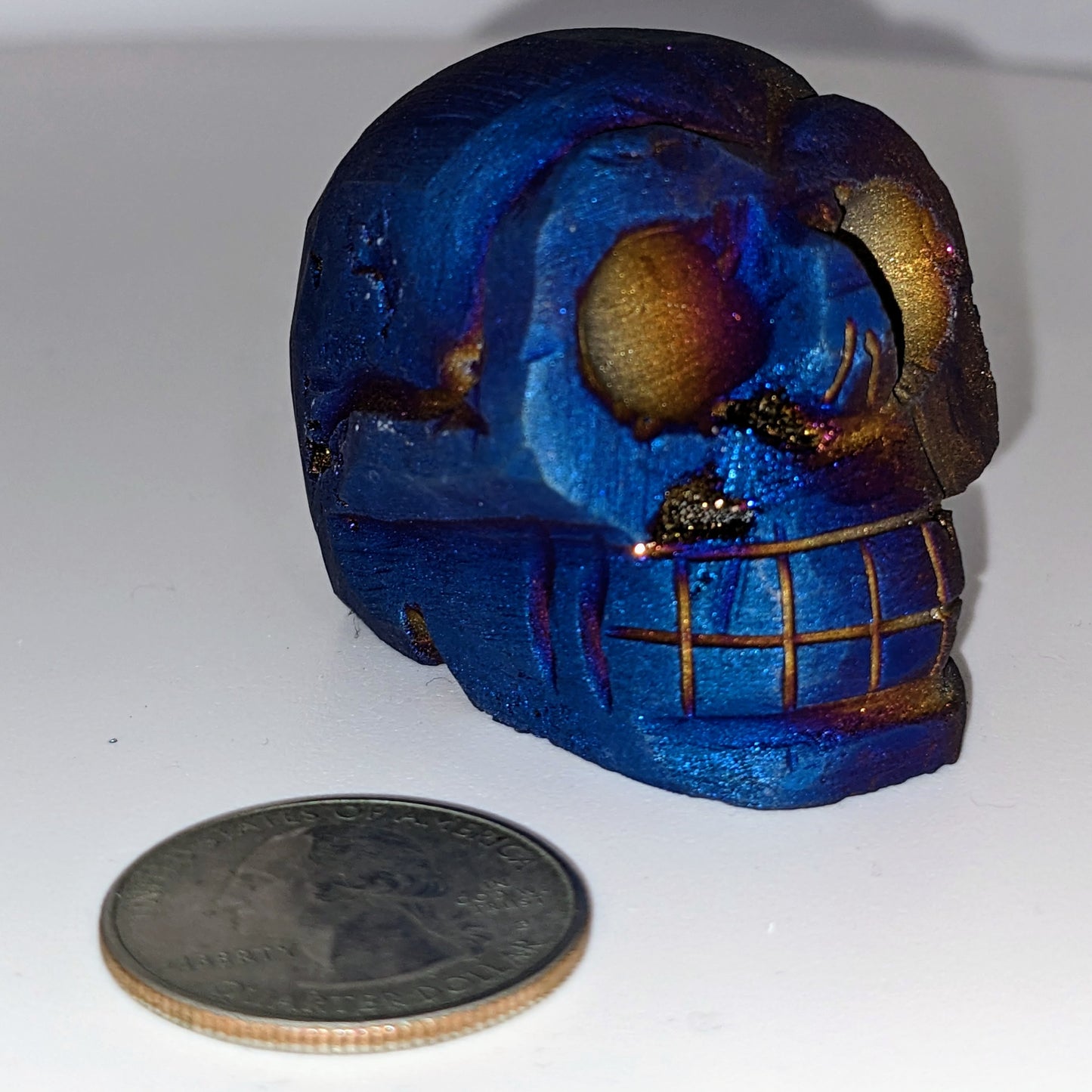 Blue Titanium Coated Druzy Skull