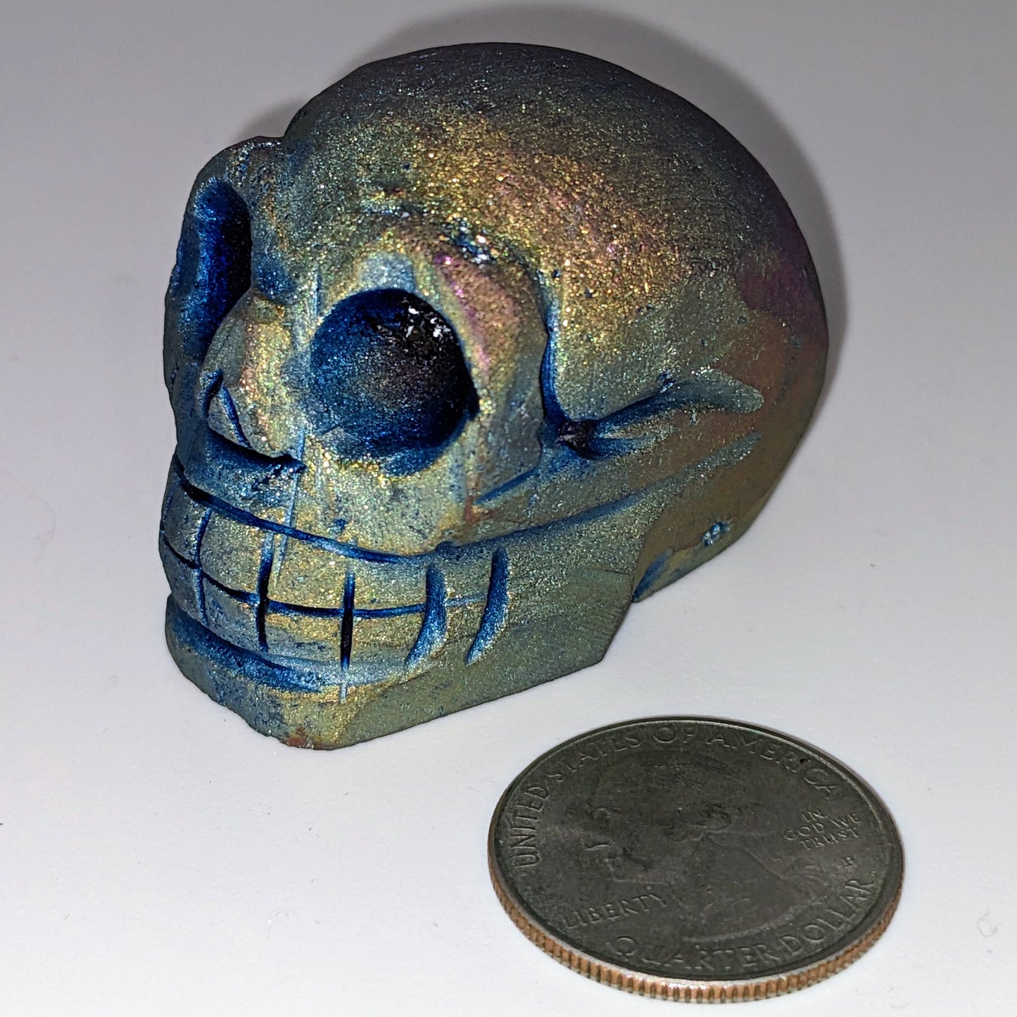 Rainbow Titanium Coated Druzy Skull