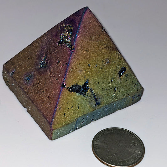 Rainbow Titanium Coated Druzy Pyramid