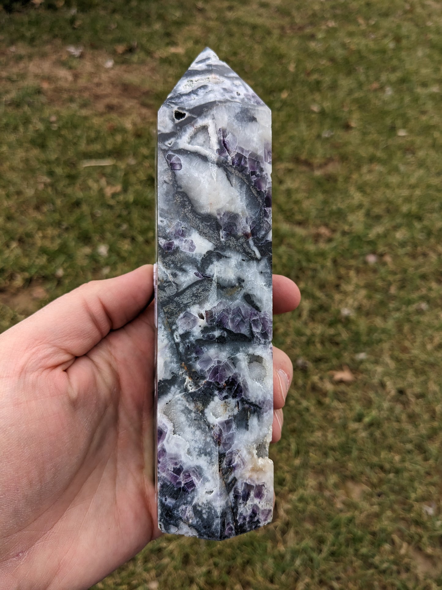 Purple Fluorite & Sphalerite Tower 906g