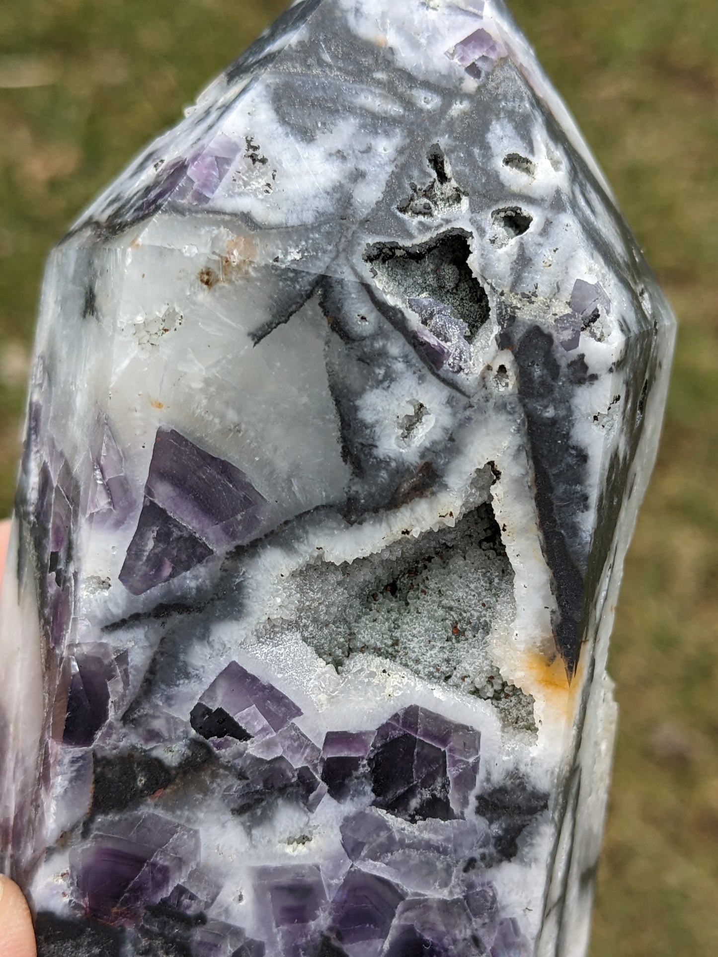 Purple Fluorite & Sphalerite Tower 906g