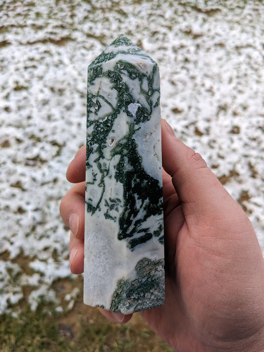 Moss Agate Tower 568g